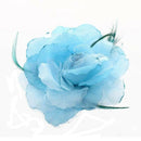 Bride Head Decoration Feather Organza Roses Blue Hair Band Scrunchy Hair Fl T9D1