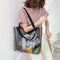 Clear PVC Transparent Shopping Bag Shoulder Handbag Lady Travel Tote (Grey) A