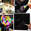 10 Sheets 16K Colorful Magic Scratch Art Painting Paper With Drawing Stick