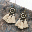 Bohemian Alloy Earrings European And American Handmade Fan-Shaped Long Tass