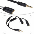 3.5mm Stereo Headphone Jack Audio Male To 2 Female Splitter Cable Volume Control