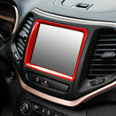Red Navigation Panel Trim Frame Fit for Jeep Cherokee 2014-2018 ABS New