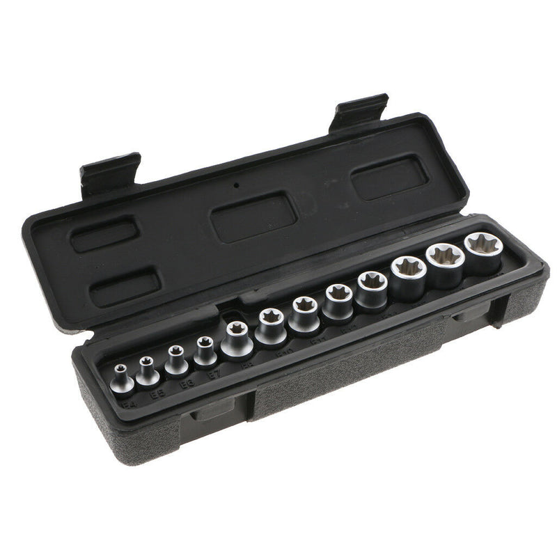 Set of Female Star External Sockets E4-E20 Socket Set 1/4" 3/8" Drive + Case