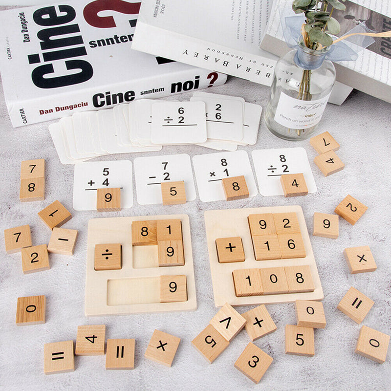 Wooden Number Math Calculate Board Montessori Puzzle Kids Educational Toys