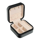 Portable Earrings Rings Storage Box PU Leather Jewelry Display Case (Black)