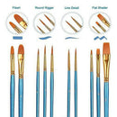 10Pcs Nylon Hair Artist Paint Brush w/ Mixing Palette Tray for Painting Acrylic
