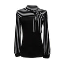 Ladies Blouse Mandarin Collar Blouse T-shirt shirt stripes shirt TOP Gr.M B