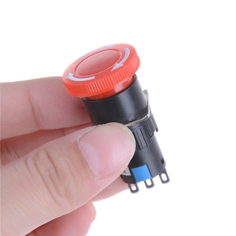Red Mushroom DC 30V 5A AC 250V 3A Emergency Stop Push Button Switch SEB Pb
