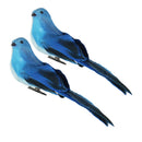2pcs Blue Artificial Feathered Foam Birds with Clips Outdoor Garden Tree Decor