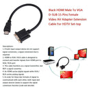 HDMI Male To VGA D-SUB 15 Female Video Adapter Converter Cable For HDTV