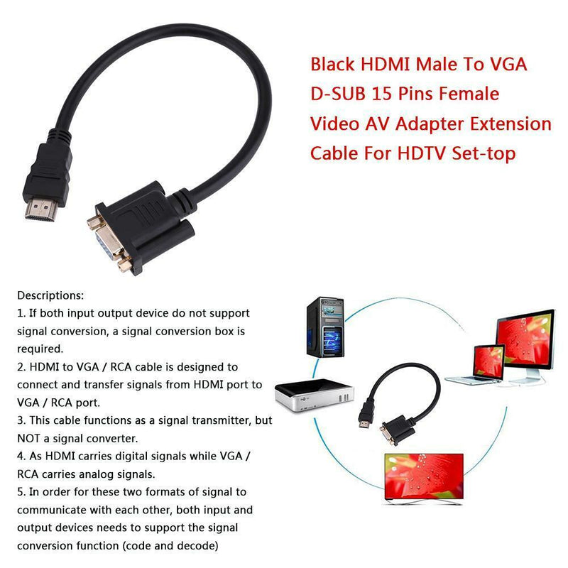 HDMI Male To VGA D-SUB 15 Female Video Adapter Converter Cable For HDTV