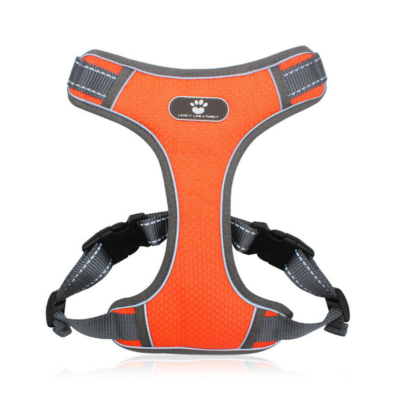 Reflective Vest Dog Chest Strap Breathable Pet Harness Leash Set (Orange M) A