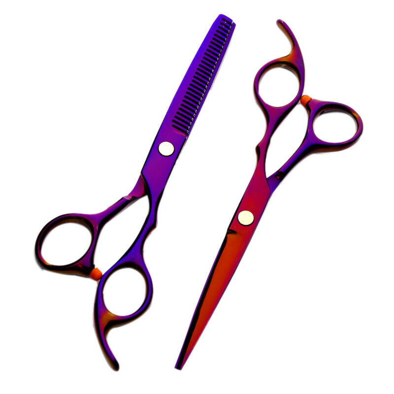 6 Inch Pro Pet Dog Grooming Scissors Set Flat Shear Tooth Shear Purple Kit S8A6