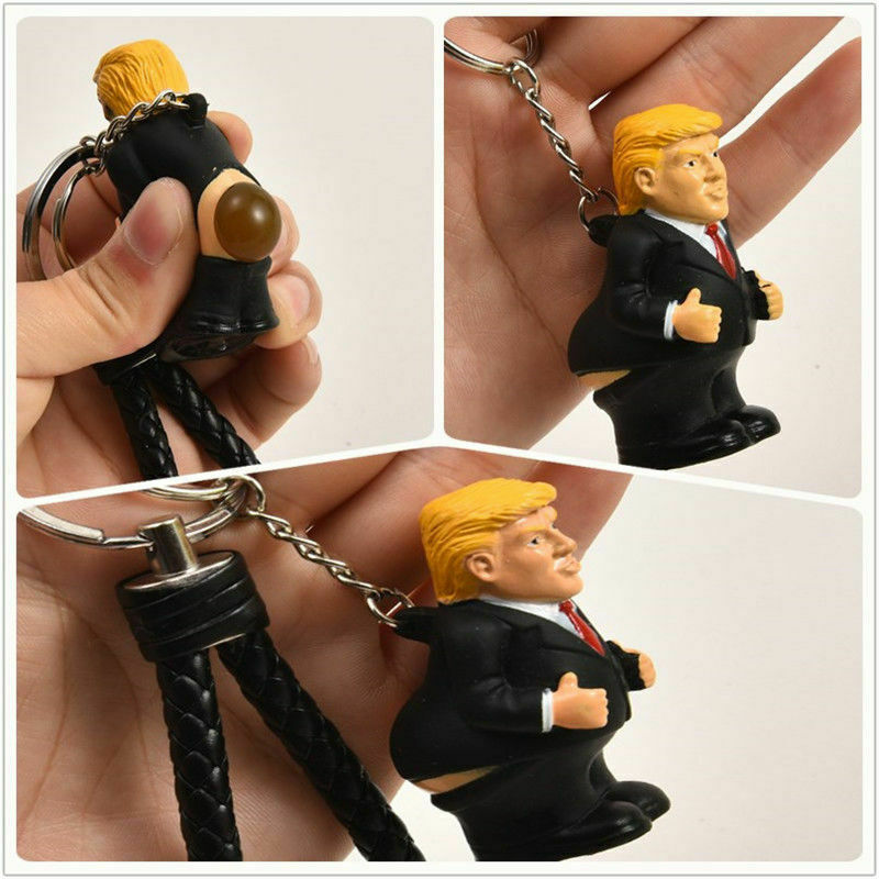 Donald Trump poop keyring president squeeze funny key chain novelty fun Gift New