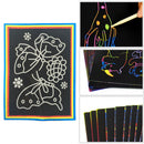 10 Pcs Stick Paper Scratch Painting Craft Drawing Art Colorful Kids Magic