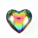 44x43x14mm Rainbow Titanium Crystal Heart Pendant Charm Bead S51519