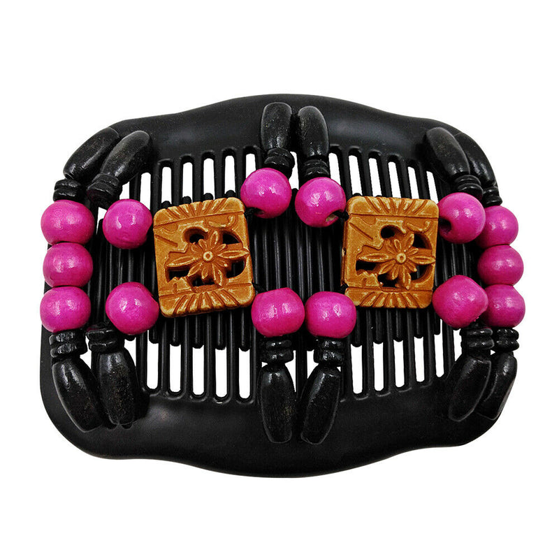 Retro Women Bead Magic Hair Comb DIY Hairstyle Making Double Slide Bun Clip A