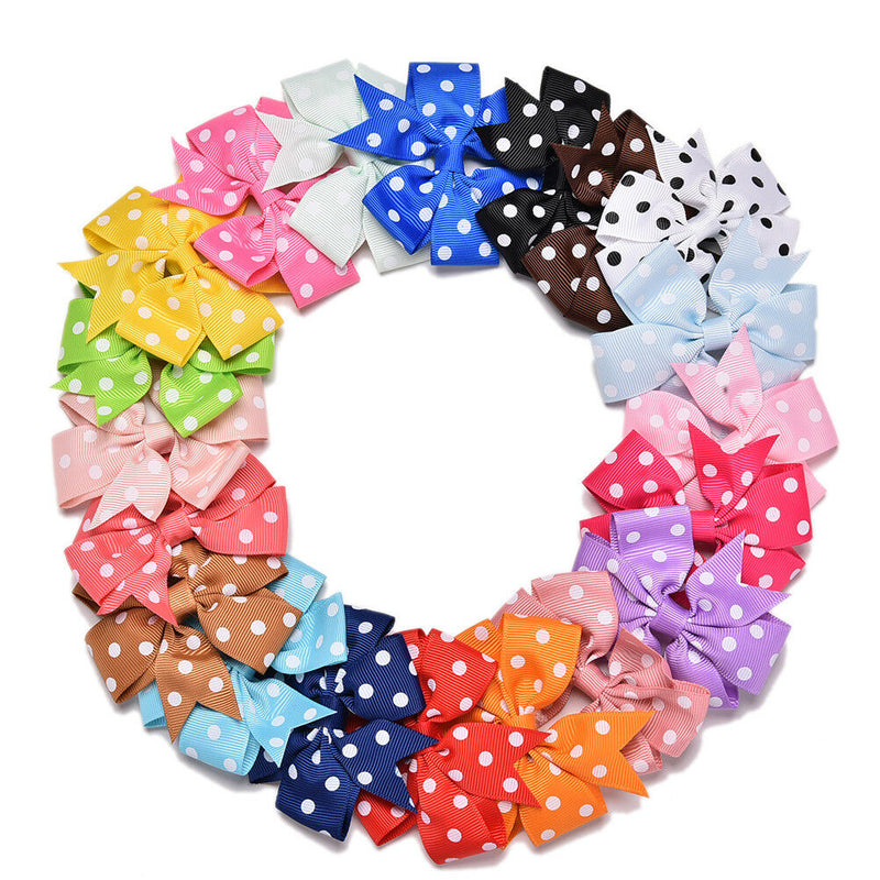20x Bow Duckbill Clips Dot Bow Knot Girl Hair Band for Kids Hair Accessories PO