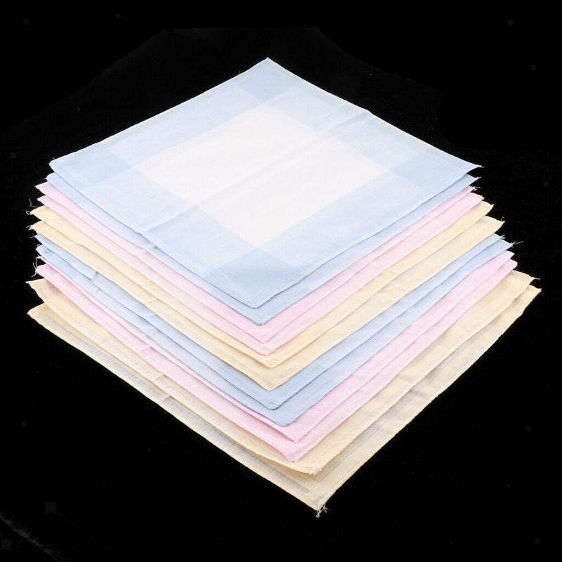 Set of 12 Plaid Pattern Handkerchief Pocket Square Hanky Party Suits Hankies
