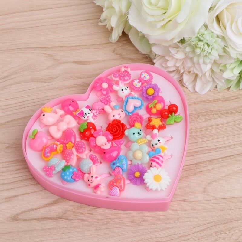 Little Kid Cartoon Finger Ring Set 1 Box of 36Pcs For Girl Birthday Party Supply