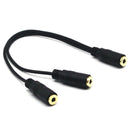 Black 3.5mm 1/8" Female To Dual 3.5mm Jack Female Y Splitter Stereo Audio Cab BX