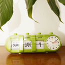 Creative Manual Flip Clock Simple Desk Down Page Clocks Table Clock-Green