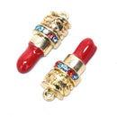 10Pcs/set Enamel Alloy Crystal Lipstick Charms Pendant Jewelry Craft DIY Makin-