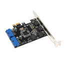 PCIe Dual Port 19pin USB Header Card Controller Support Low Profile Bracket