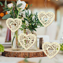 10pcs/bag Wooden Hollow Engraving Love Heart Pendants Wedding Party Decor