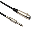 5m XLR 3Pin Female to 1/4" (6.35mm) TS Mono Microphone Cable Shielded Black