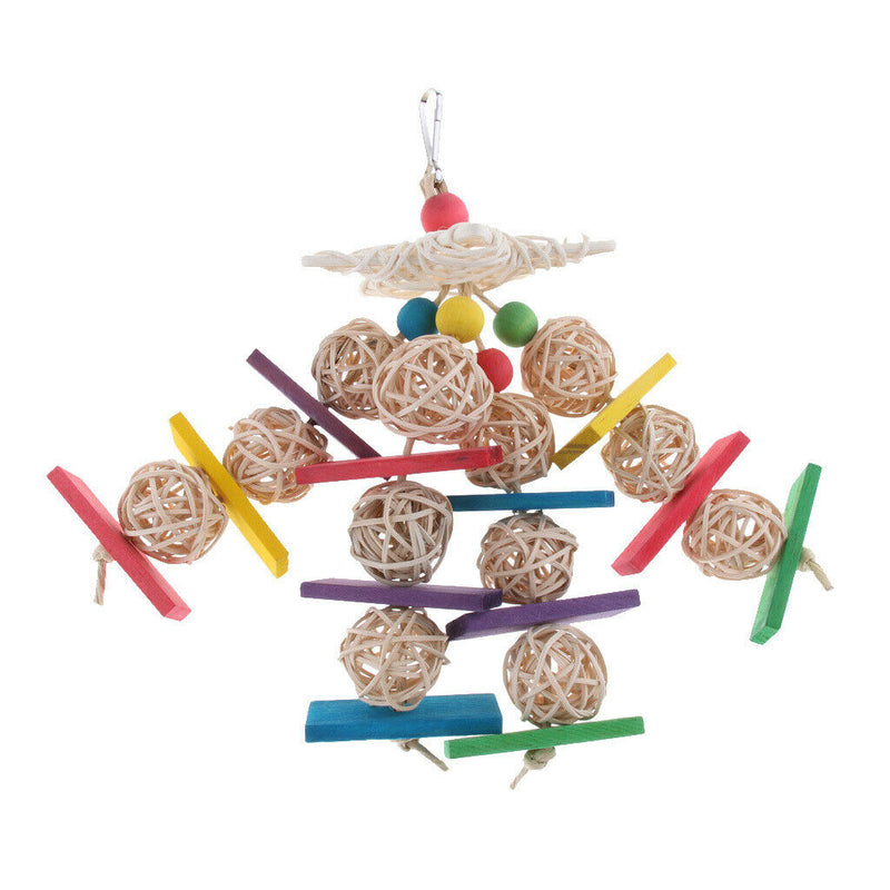 Bird Parrot Chew Rattan Balls Cage Hanging Ornament Meet Pets Various Needs