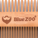 wood natural sandalwood double sided beard styling shaping comb tool with PU 3c