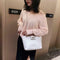 Solid Color Leather Handbags Women Large Capacity Shoulder Bag Tote (White)