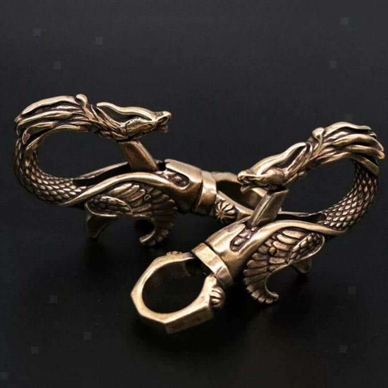 Retro Brass Keychain Dragon Shape Carabiner Keychain