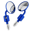 1 Pair Motorcycle Rearview Mirrors Round CNC Material 7/8" Bar End Blue