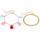 Women Multilayer Anklet Acrylic Bear Pendant Foot Chain Female Leg Jewelry Gift