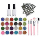 Women Glitter Tattoo Kit Semi-permanent Tattoo Decals Matching Template R1B1
