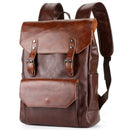 Retro Men'S Backpack Pu Leather Anti-Theft Backpack Fashion Waterproof Trav