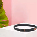Men Leather Braided Elastic Stretch Metal Buckle Belt Waistband Black