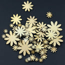 Pack of 50 Mixed Size Wooden Flower Shape Embellishments for DIY Decoration F8Z1