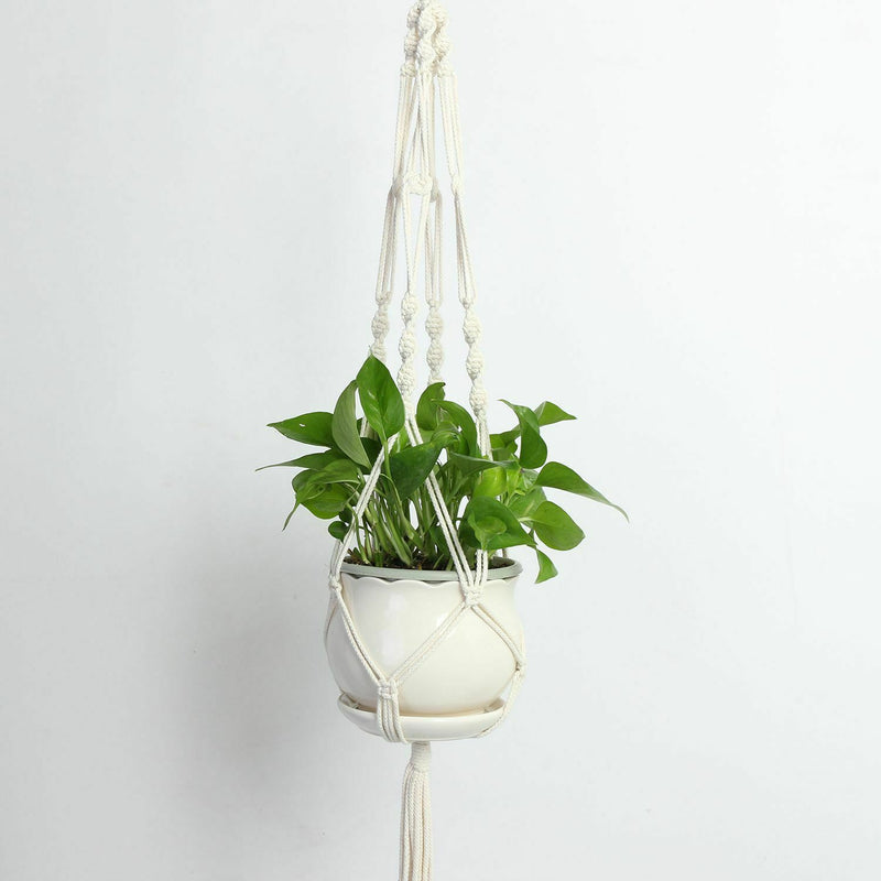 Braid Plant Hanger Indoor Outdoor Hanging Planter Basket Cotton Rope 4 Legs