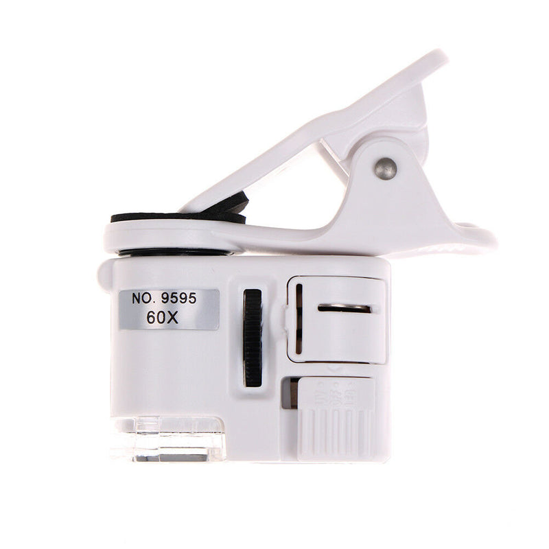 60X mobile phone microscope macro lens zoom micro camera clip with led-light M&E