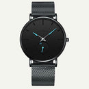 Men Round Dial Bracelet Quartz Watches Strap Waterproof Wristwatch (Blue) A
