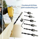 7pcs 3-point Wood Countersunk Head Drill Reaming Drill Bit Woodworking Tool