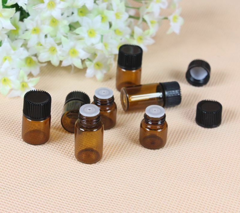 1 ml (1/4 Dram) Amber Glass Vial w/ Cap for essential oils, etc - 12 Pack