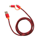 2-in-1 Nylon Type C Cable Micro 2 USB Data Sync Fast Charging Cable