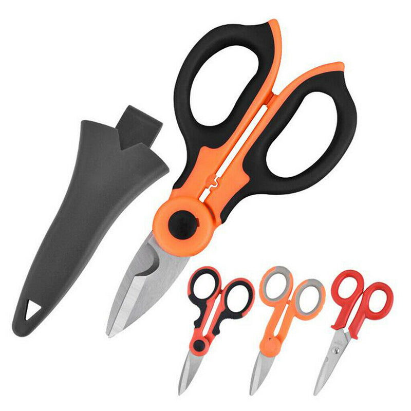 Electrician Electrical Scissors for Cables Fabrics Tool 14.5x7.5cm,Black Red