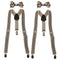 2Sets Boys Adjustable Suspenders Clip-on Braces Belts with Plaid Bowties Set