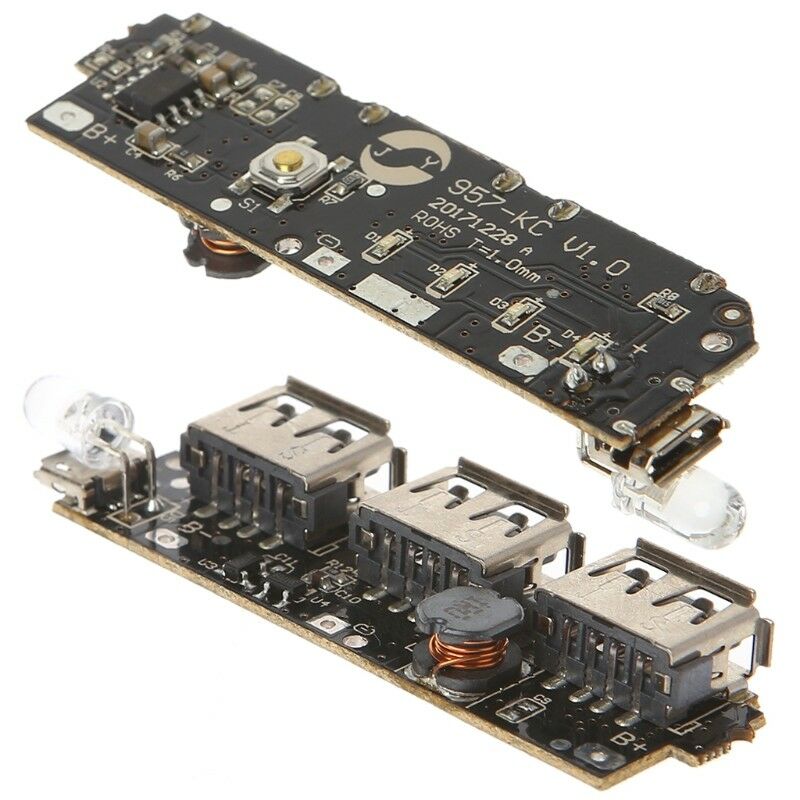 DIY 5V 2.1A 3 USB Power Bank Battery Charger Module Circuit Board Step Up Boost