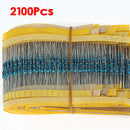 2100pcs 21 Values(1 ohm~1M ohm) 1/4W 0.25W 1% Metal Film Resistor Assortmen
